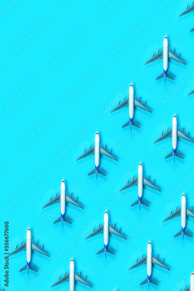 Pattern made of model airplane on blue background. Pattern made of model airplane on blue background.