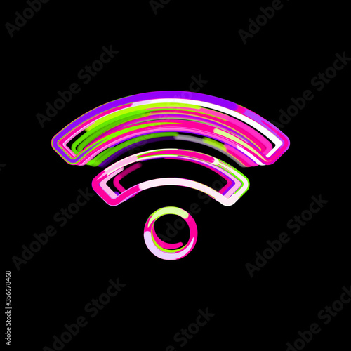 Symbol wifi from multi-colored circles and stripes. UFO Green, Purple, Pink