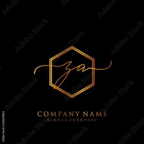 Initial letter ZA Signature handwriting Logo Template Vector photo