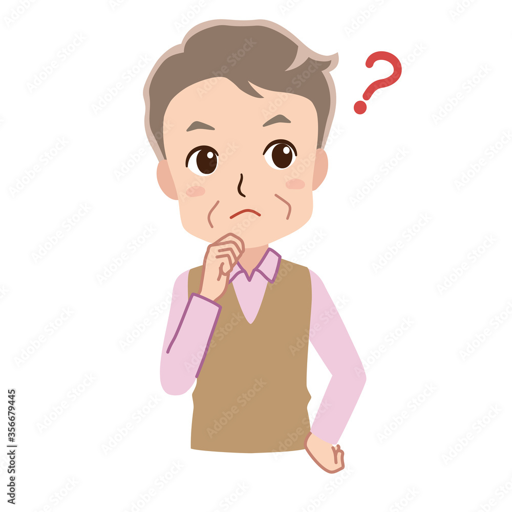 Illustration of a grandfather thinking Illustration of a grandfather thinking