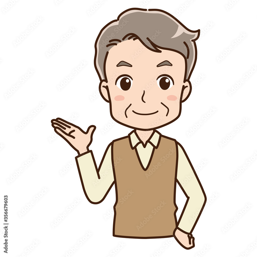 Illustration of an old man guiding Illustration of an old man guiding