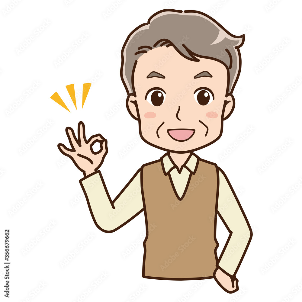 Illustration of a grandfather giving an OK sign