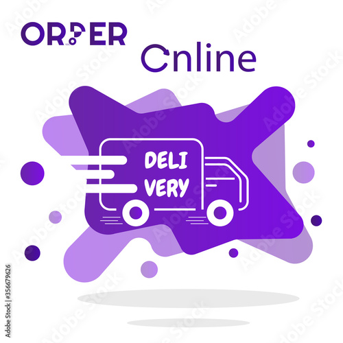 Delivery icon illustration with violet gradient shape. Lorry. Online oder for delivery, services etc. EPS 10 vector