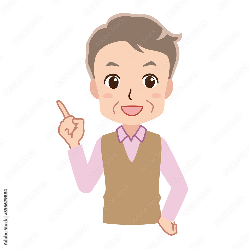Illustration of an old man pointing Illustration of an old man pointing