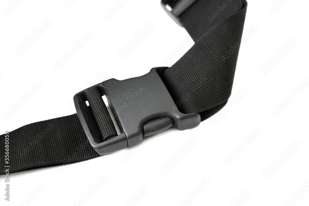 Nylon belt strap and buckle lock on white background. Nylon belt strap and buckle lock on white background.