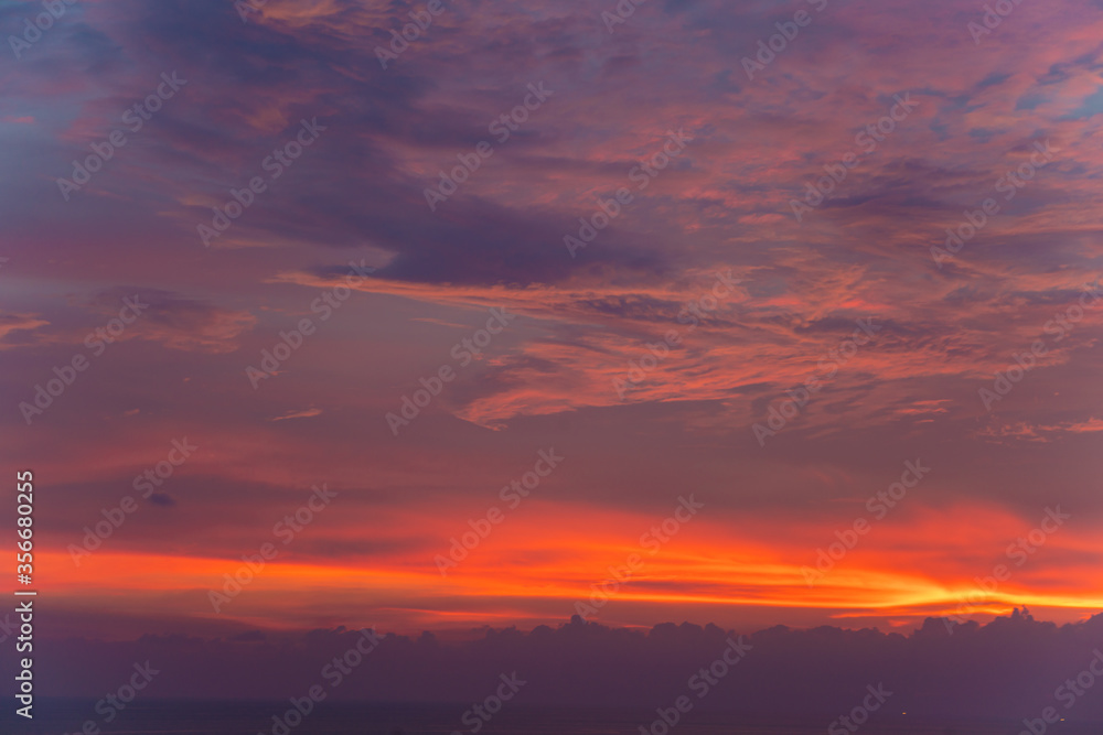 Colorful dramatic sky with cloud above sea bay