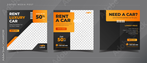 Rent car banner for social media post template