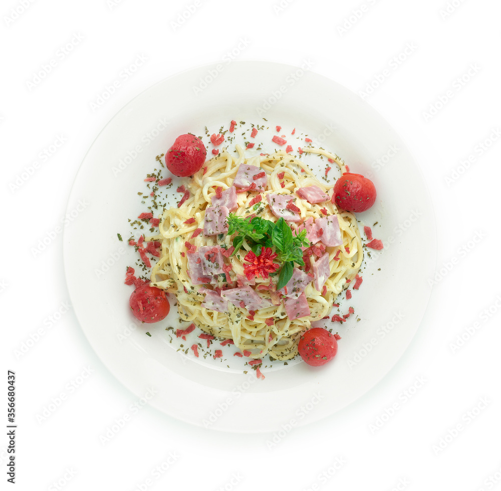 Spaghetti Carbonara Sauce with Ham,Bacon Italian Food Spaghetti Carbonara Sauce with Ham,Bacon Italian Food