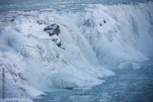 The Waterfall Gullfoss, Iceland in Wintertime, Europe