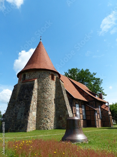 Church Saint Remigius with romanic bell tower in Suderburg (built between 1737 and 1739), Lüneburg Heath, Uelzen District, Lower Saxony, Germany. photo