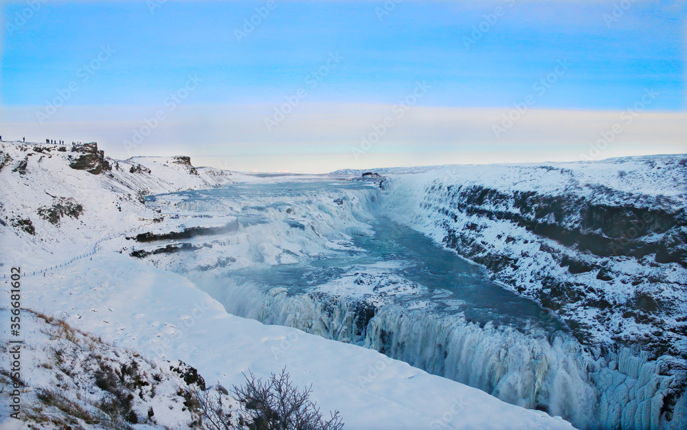 The Waterfall Gullfoss, Iceland in Wintertime, Europe