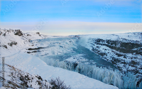 The Waterfall Gullfoss  Iceland in Wintertime  Europe