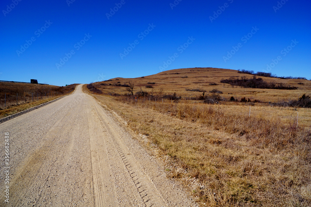country road in the dry prairie