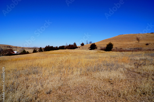 Photography autumn landscape with grass and hills