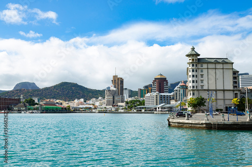 View of Port Louis waterfront,Mauritius,Africa.