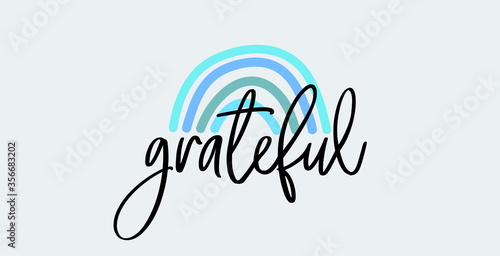Grateful Thanksgiving vector with an elegant and modern calligraphy. Grateful hand drawn postcard. Vector lettering. Ink illustration. Modern brush calligraphy. Isolated. Grateful, ink hand lettering