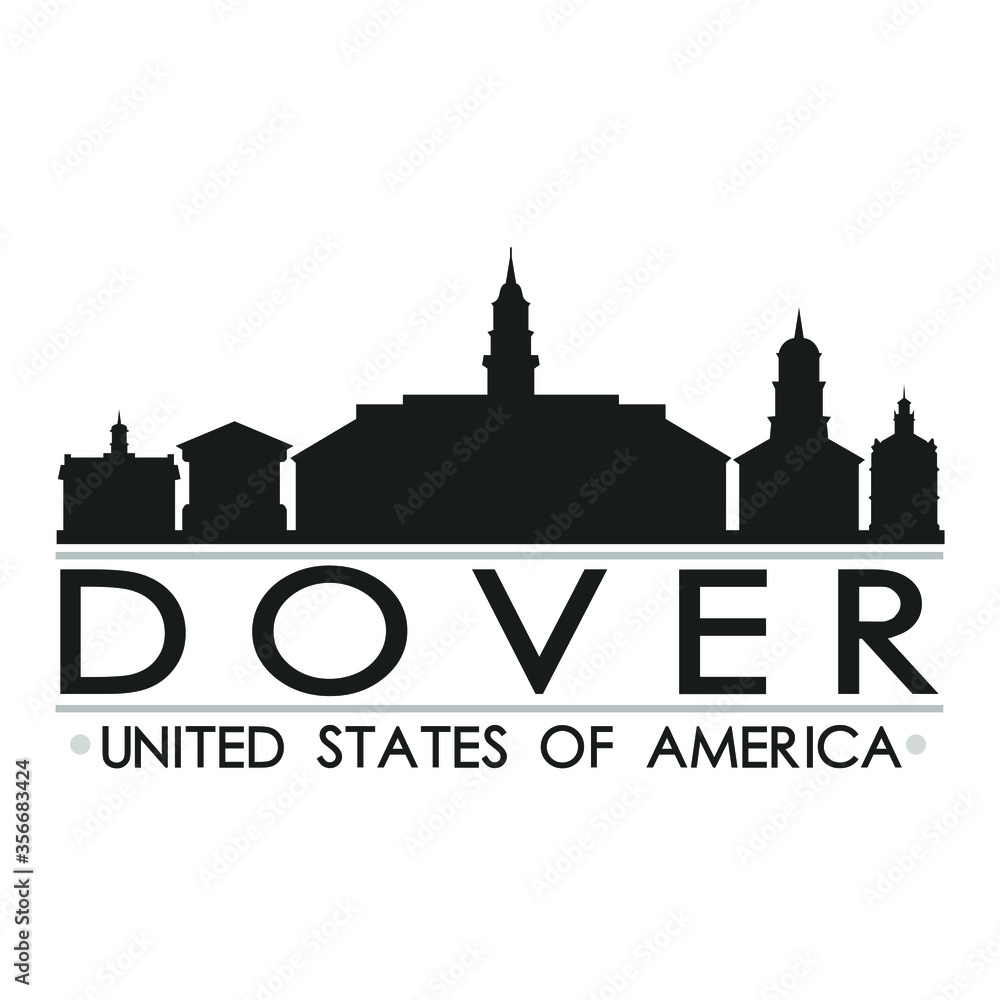 Dover Skyline Silhouette Design City Vector Art Famous Buildings