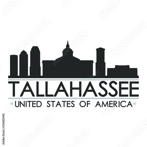 Tallahassee Skyline Silhouette Design City Vector Art Famous Buildings