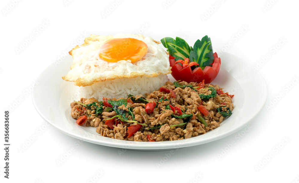 Thai Food Stir-Fried Chicken Spicy and Basil Thai Food Stir-Fried Chicken Spicy and Basil