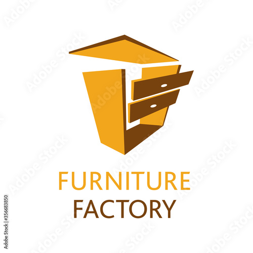 Furniture logo template or icon - dissassembled vector shelf in absctract modern perspective view - vector illustration