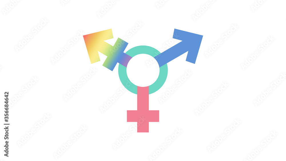 Fototapeta premium Relax color concept, LGBT symbol, Transgender Symbol in Simple Outline,Sexual Orientation Icon, Vector Gender Sign,pastel color, vector illustration for graphic design,poster,banner on pride month