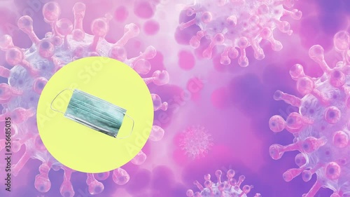 pop medical mask on covid 19 vibrant background