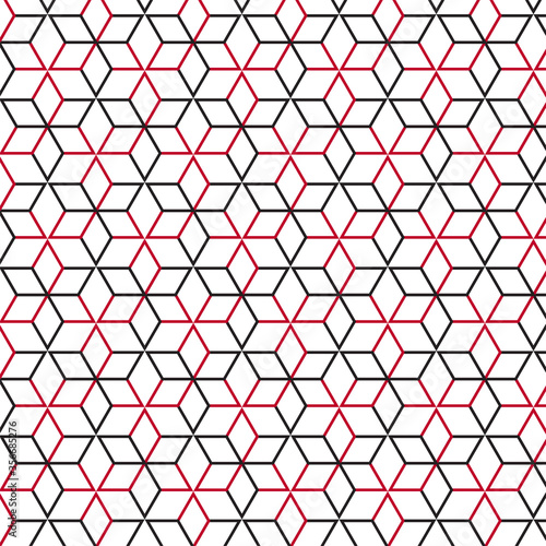 Fototapeta Naklejka Na Ścianę i Meble -  Geomatric Simple black and Red hexagonal or honeycomb pattern, seamless background 06