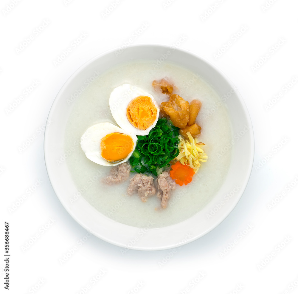 Congee Rice Porridge Served Salt Egg,Pork soft Ball Congee Rice Porridge Served Salt Egg,Pork soft Ball