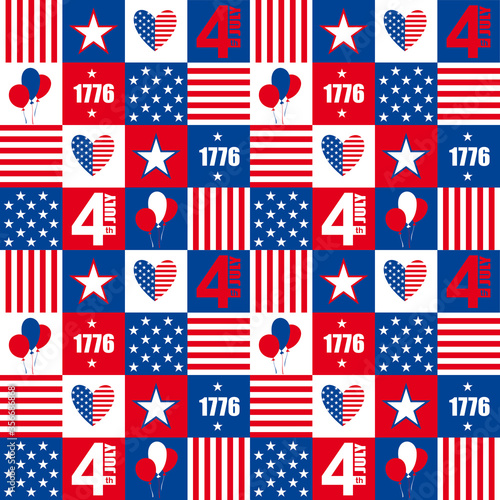 Happy independence day United States of America. Vector seamless pattern.