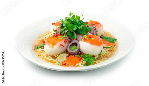 Spicy Boiled Eggs Salad in Spicy Sauce Thai Style