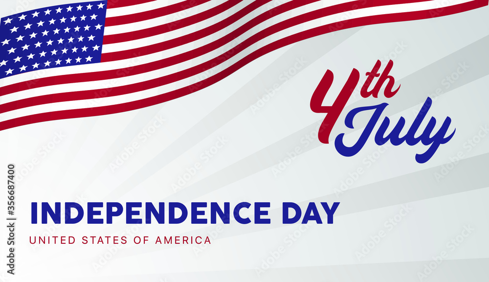 Fototapeta premium 4th of July with USA flag, Independence Day Banner Vector illustration. 