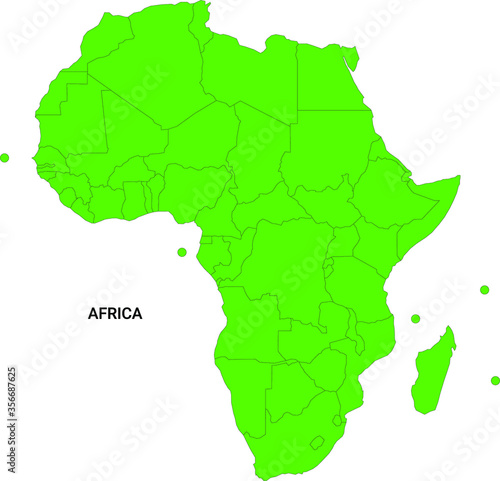 Map of Africa continent in green color