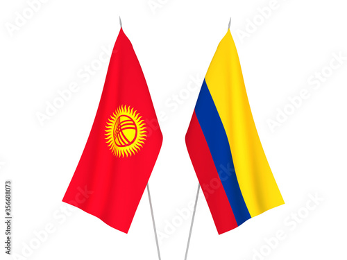 Colombia and Kyrgyzstan flags