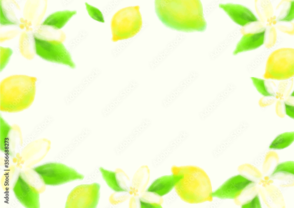 水彩画レモンのフレーム　カットアウト