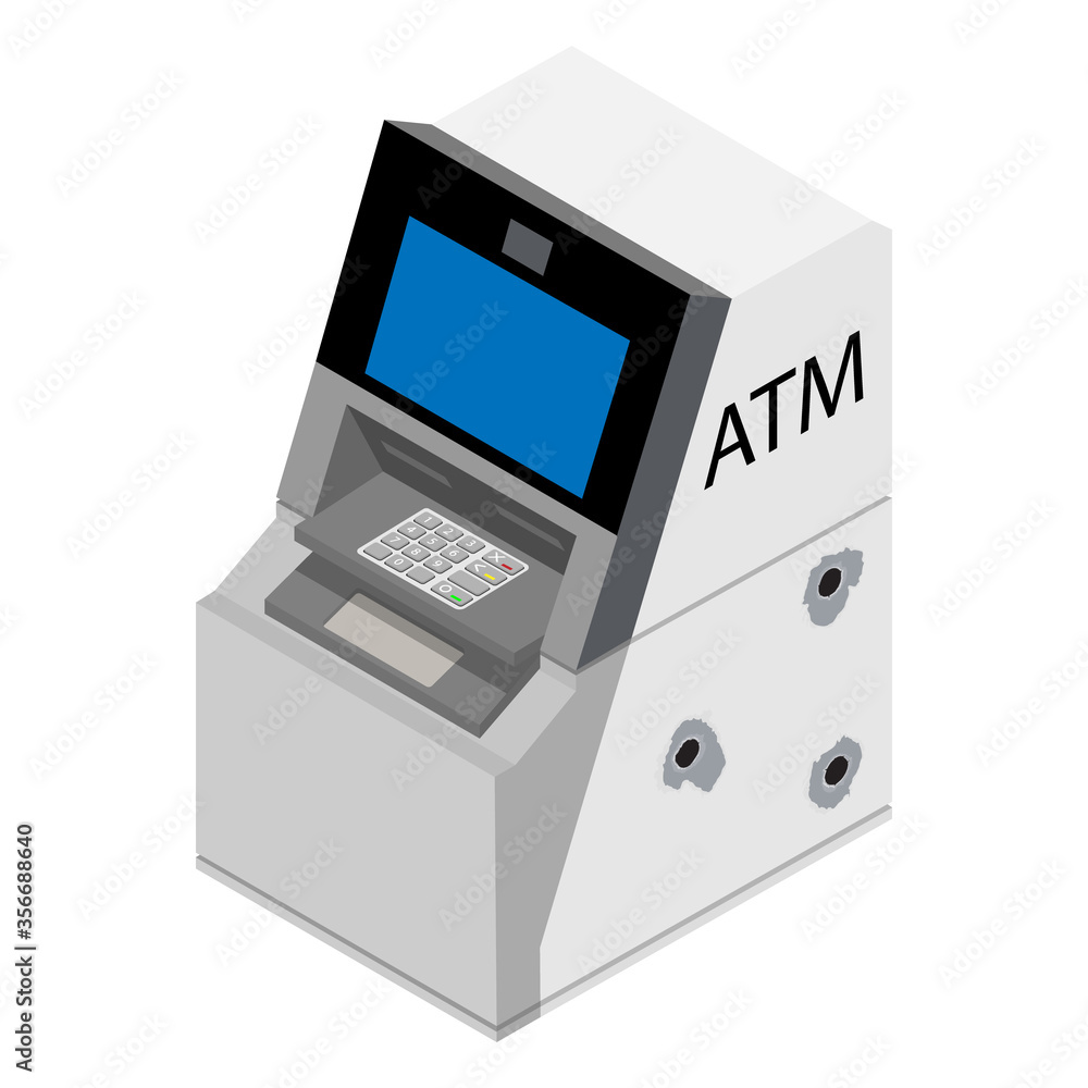 Theft concept - thief stealing money from ATM crime scene Theft concept - thief stealing money from ATM crime scene