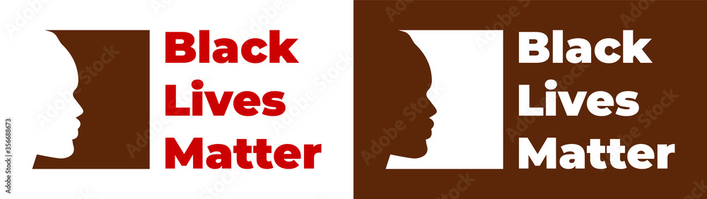Vector illustration with the text Black Lives Matter . Silhouette of a black man.