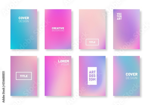 Pastel pink and violet fluid color modern cover collection. Trendy poster template set