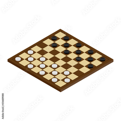 Vector illustration isometric checkerboard with checkers
