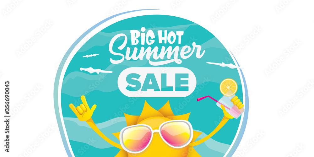 summer sale horizontal web banner or vector label with summer happy sun character holding cocktail summer sale horizontal web banner or vector label with summer happy sun character holding cocktail