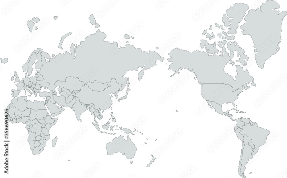 World map with unusual continents location