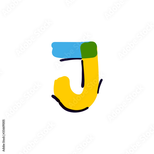 J letter logo handwritten with a multicolor felt-tip pen.