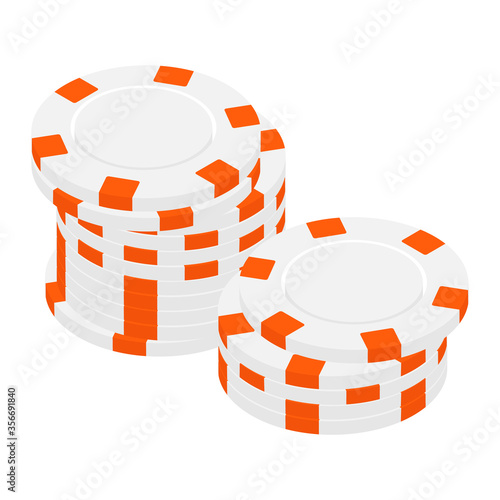 Casino chips stacks isometric view isolated on white background. Vector.