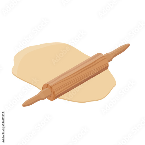 Dough, rolling pin and flour