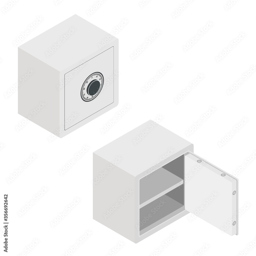 Fototapeta premium Vector illustration isometric steel money bank safe isolated on white background