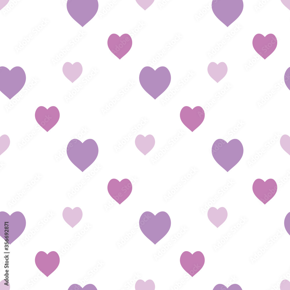 Seamless pattern in light violet hearts for fabric, textile, clothes, tablecloth and other things. Vector image.