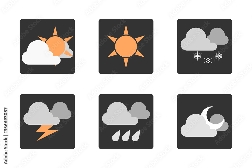 Weather icons. Flat style. Isolated. 