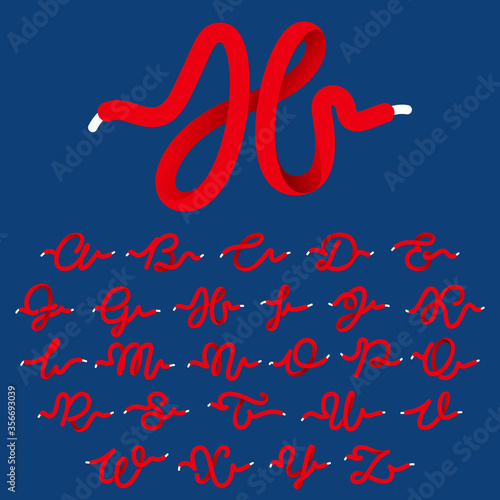Sport alphabet formed by shoe lace.