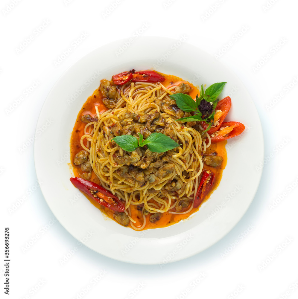 Spaghetti Spicy Chili Paste with Baby Clams Thai Food