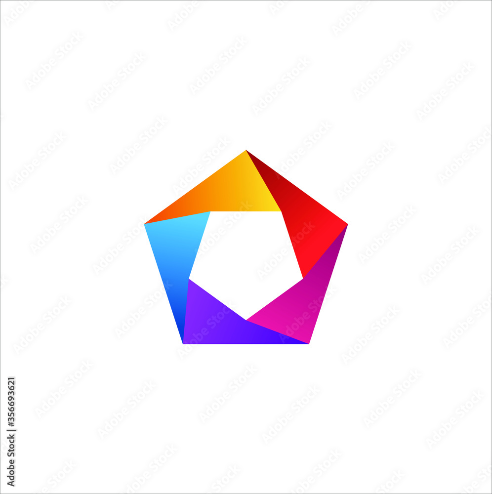 Illustration of a logo vector in the form of a pentagon abstract geometric Illustration of a logo vector in the form of a pentagon abstract geometric