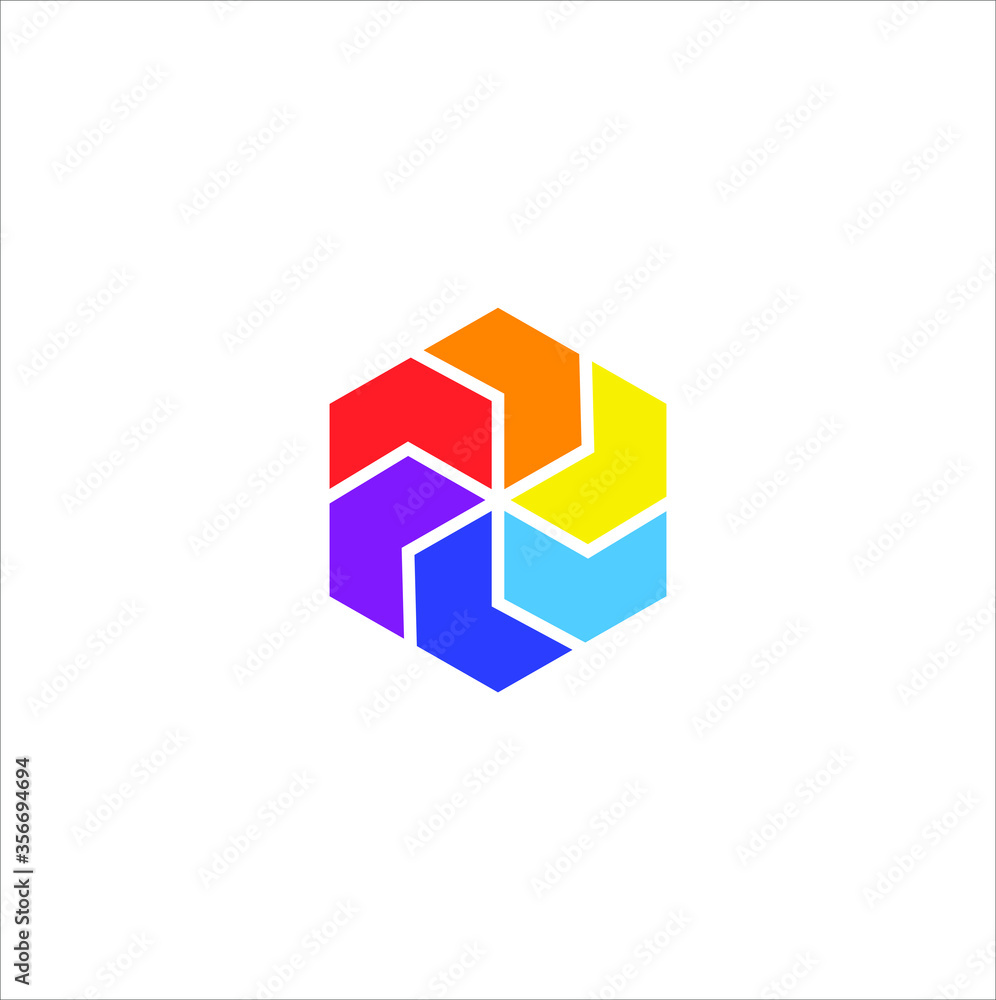 Illustration of a logo vector in the form of a hexagon abstract geometric Illustration of a logo vector in the form of a hexagon abstract geometric